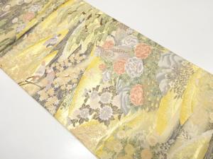 アンティーク　花鳥庭園模様織り出し袋帯（材料）